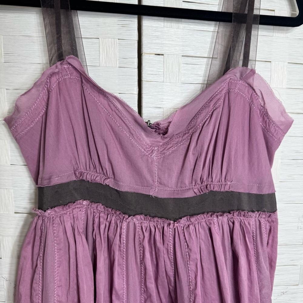 Ann Taylor Loft Lavender Ballerina Type Dress w/Ribbon Waist Sheer Straps Size 8 - Picture 3 of 12